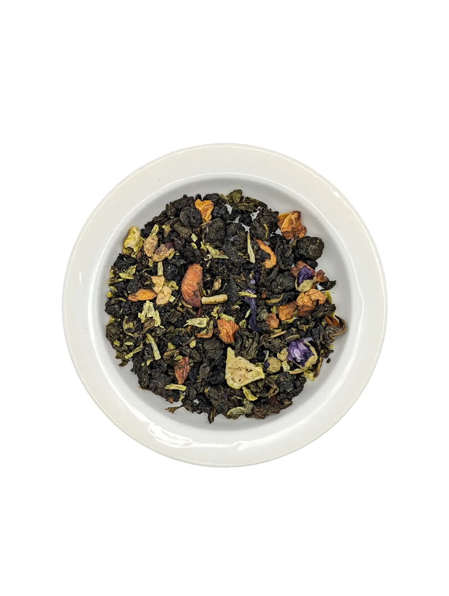 Foglie del tè pu-erh biologico sfuso Madrugada di Erinora in una ciotola