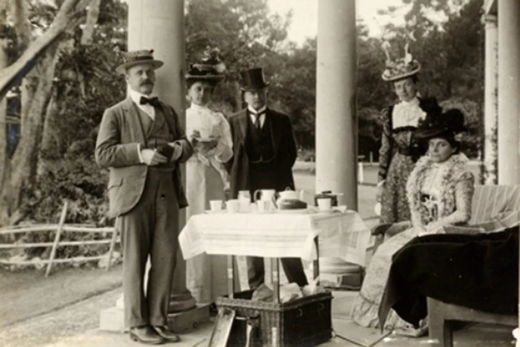 British upper class enjoying afternoon tea