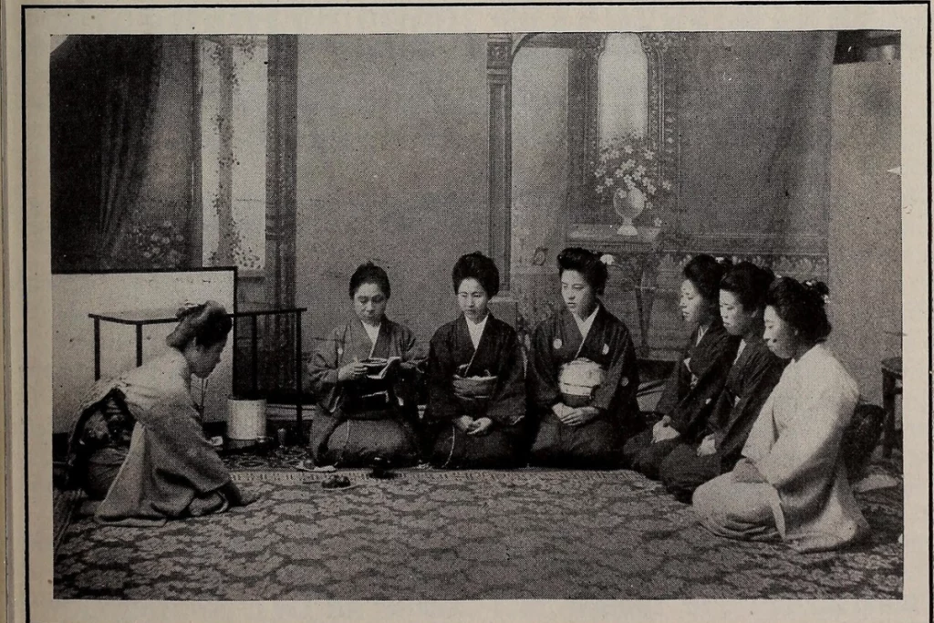 Historic Japanese tea ceremony scene