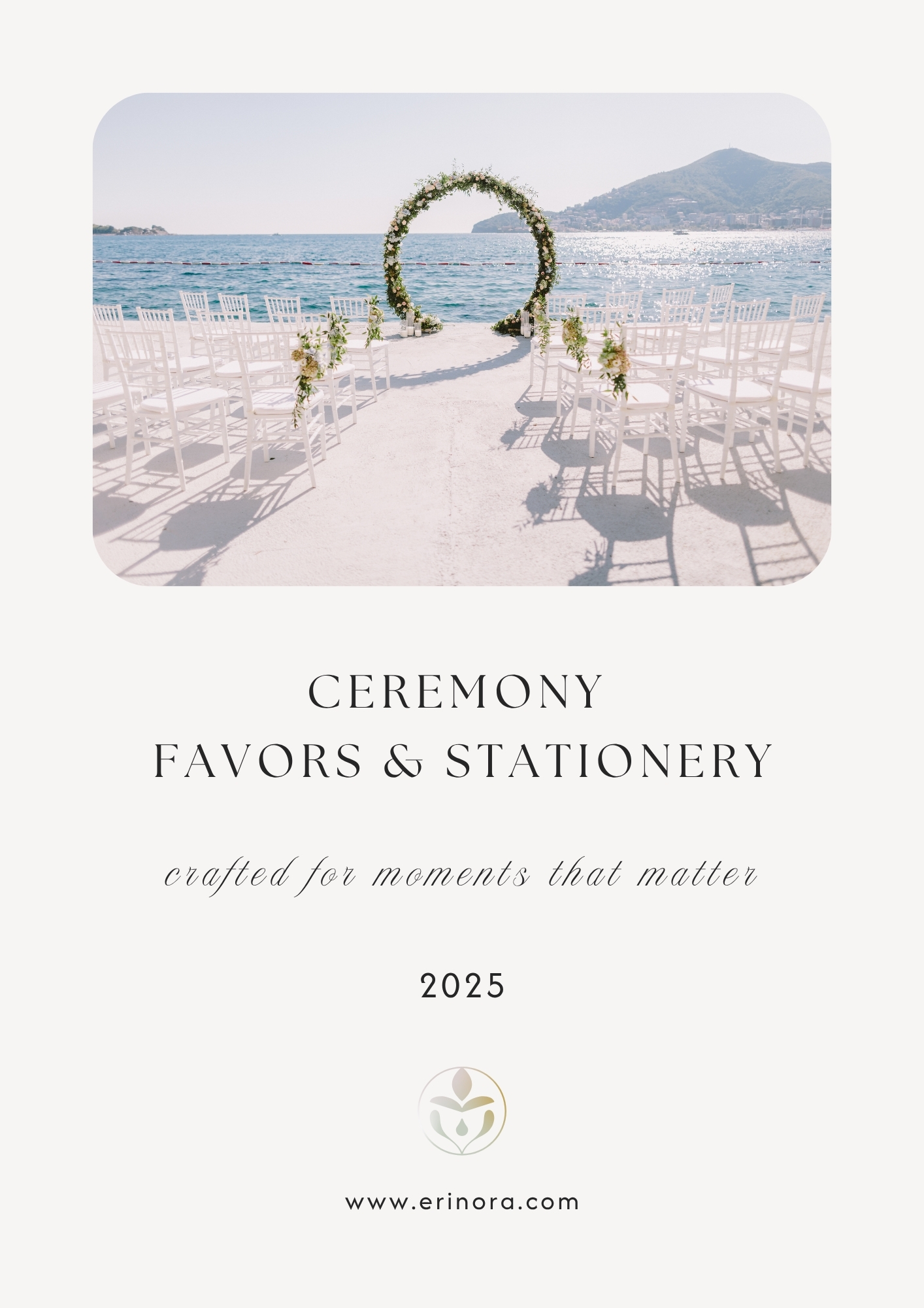 Elegant outdoor wedding ceremony with floral arch