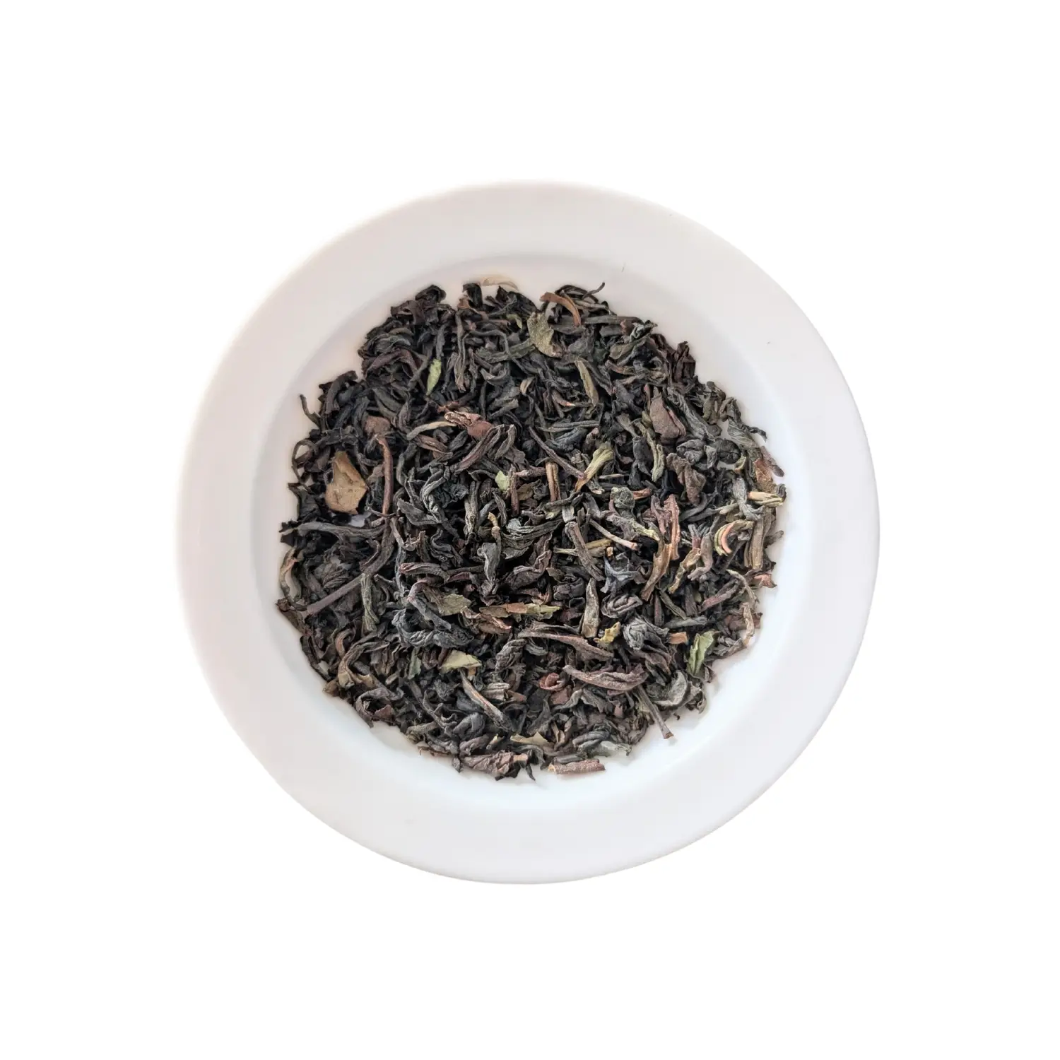 Bowl of Erinora organic Darjeeling First Flush loose-leaf black tea from the Himalayas