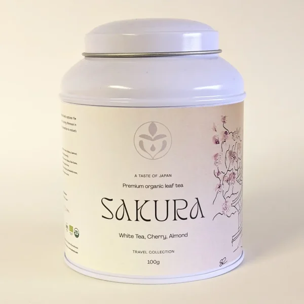 Erinora organic loose-leaf delicate and fruity green tea Sakura tin